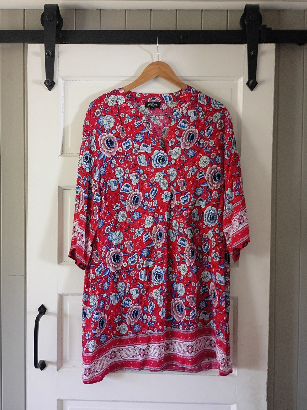 Papaya Red Floral Midi Dress